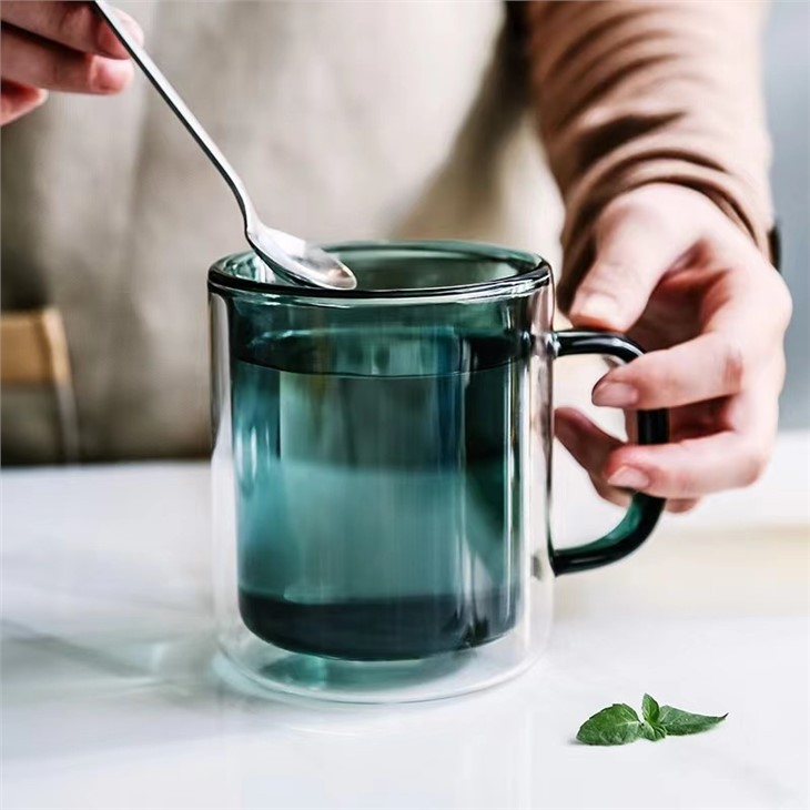 Colored Double Glass Cup